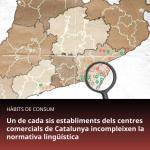 Un de cada sis establiments dels centres comercials de Catalunya incompleix la normativa lingüística