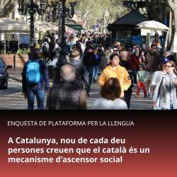 Nou de cada deu persones creuen que el català és un mecanisme d'ascensor social