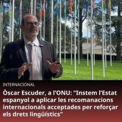 ?Per responsabilitat democràtica, instem l?Estat espanyol a aplicar les recomanacions internacionals acceptades per reforçar els drets lingüístics?