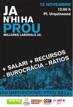 Els docents de Catalunya obren un nou cicle de mobilització i convoquen una manifestació el 15 de novembre