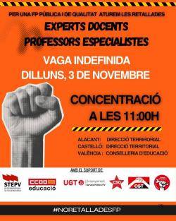 Concentracions del professorat expert i especialista del País Valencià