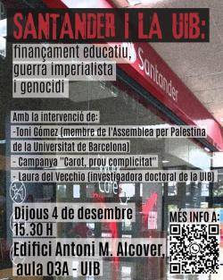 4 de desembrea les 25.30h  Edifici Antoni M. Alcover, aula 03A (Campus UIB)