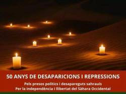 Una encesa d'espelmes a Palma recorda els presos pol&iacute;tics i els desapareguts sahrau&iacute;s, cinquanta anys despr&eacute;s de l'ocupaci&oacute;