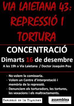 Convocada una nova concentraci&oacute; a Via Laietana 43 contra la impunitat de la repressi&oacute;