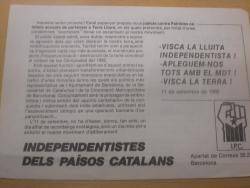 Octaveta d'IPC (Independentistes dels Pa&iuml;soos Catalans) de l'Onze de Setemmbre de 1985.