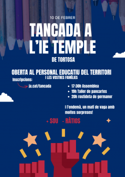 Tancada a l�Institut Escola Temple de Tortosa per preparar la vaga educativa