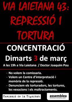 Concentraci&oacute; a Via Laietana 43 per exigir un centre de mem&ograve;ria i denunciar la repressi&oacute;