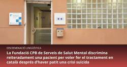 Neguen el tractament a una pacient per voler ser atesa en catal&agrave; i Salut sanciona el centre amb 3.006 euros