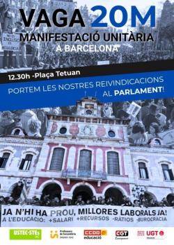 Els sindicats d�educaci&oacute; rebutgen la proposta retributiva del Departament i convoquen vaga del 16 al 20 de mar&ccedil;