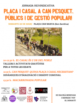 Son Sardina impulsa una jornada reivindicativa per reclamar espais p&uacute;blics i de gesti&oacute; popular