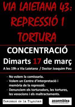 90a concentraci&oacute; a Via Laietana 43 per exigir mem&ograve;ria i just&iacute;cia davant la comissaria de la repressi&oacute;