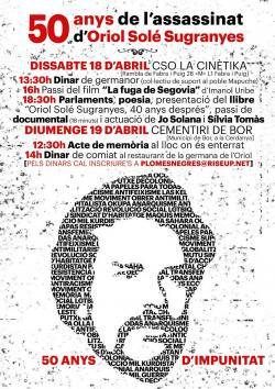 Actes pels 50 anys de l?assassinat d?Oriol Sol&eacute; Sugranyes a Barcelona i la Cerdanya