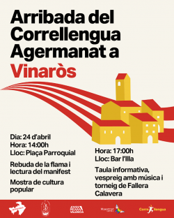 Vinar&ograve;s rebr&agrave; la flama del Correllengua Agermanat amb una jornada festiva i reivindicativa