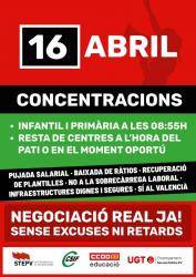 Els sindicats docents convoquen noves concentracions als centres el 16 d�abril per exigir millores salarials