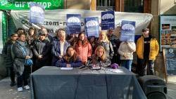 Imatge de la roda de premsa on es va fer p&uacute;blic que el Bloc Papallona s?haviar organitzat amb el Sindicat d?Habitatge Socialista de Catalunya, el 2025.