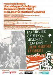 Terrassa acollir&agrave; la presentaci&oacute; del llibre de Jaume Mart&iacute;nez Vendrell, "Una vida per Catalunya. Mem&ograve;ries (1939-1946)"