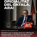 Plataforma per la Llengua reclama a S&aacute;nchez que desbloquegi l�oficialitat del catal&agrave; a la UE despr&eacute;s de 1.000 dies d�espera