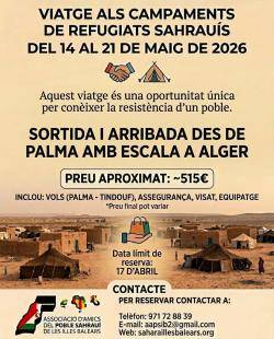 Una delegaci&oacute; de les Illes viatja als campaments sahrau&iacute;s de Tindouf per refor&ccedil;ar els vincles de solidaritat