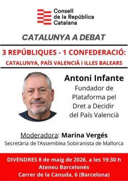 L�Ateneu Barcelon&egrave;s acollir&agrave; un debat sobre la proposta �3 rep&uacute;bliques, 1 confederaci&oacute;� amb Antoni Infante