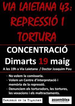 Convocada la 94a concentraci&oacute; per convertir Via Laietana 43 en un espai de mem&ograve;ria antirepressiva