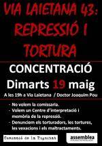 Convocada la 94a concentraci&oacute; per convertir Via Laietana 43 en un espai de mem&ograve;ria antirepressiva