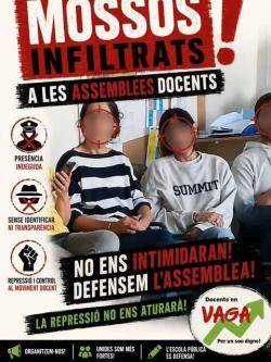 Sindicats educatius denuncien la infiltraci&oacute; de Mossos en una assemblea preparat&ograve;ria de la vaga
