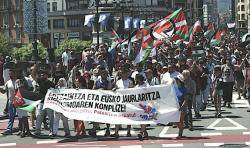 Bilbo es manifesta contra l'actuaci&oacute; de l'Ertzaintza amb els membres de la Flotilla Global Sumud