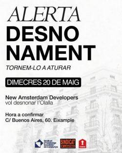 El moviment per l'habitatge convoca una concentraci&oacute; per evitar un nou desnonament impulsat per NAD a Barcelona