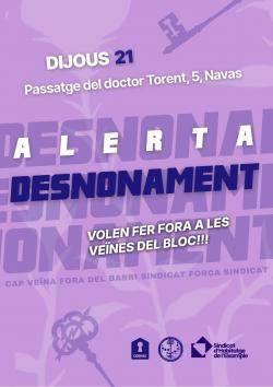 Denuncien l?amena&ccedil;a de desnonament de deu fam&iacute;lies vulnerables al barri de Navas de Barcelona