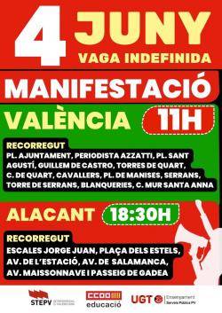 Manifestacions i acampades reforcen la vaga educativa al Pa&iacute;s Valenci&agrave;