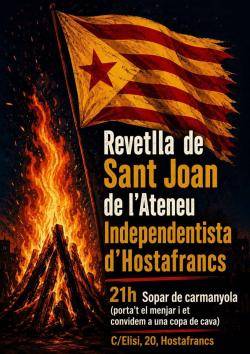 L'Ateneu Independentista d'Hostafrancs celebrar&agrave; la revetlla de Sant Joan amb un sopar popular