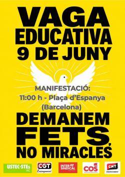 Els sindicats educatius mantenen la vaga del 9 de juny i garanteixen que no afectar&agrave; l'inici de les PAU