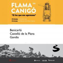Benicarl&oacute;, Castell&oacute; de la Plana i Gandia rebran la Flama del Canig&oacute; la nit de Sant Joan