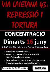 Convocada la 96a concentraci&oacute; per reclamar que Via Laietana 43 esdevingui un espai de mem&ograve;ria