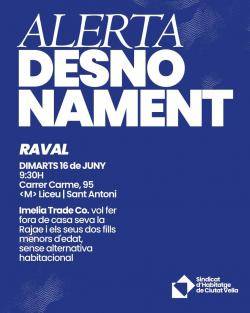 Convocada una concentraci&oacute; al Raval per impedir el desnonament d'una mare i els seus fills