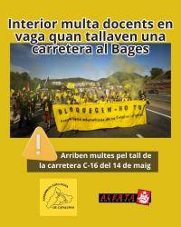 Arriben les primeres multes als docents que van participar en els talls de carretera de la vaga educativa