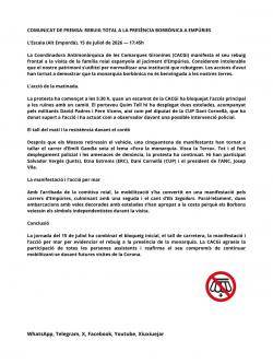Comunicat de la CACGi (15/07/2026)