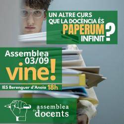 L?Assemblea de Docents de les Illes denuncia que la burocr&agrave;cia continua creixent i convoca una assemblea el 3 de setembre