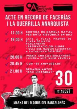 Barcelona recorda Josep Llu&iacute;s Facerias i la guerrilla anarquista amb una ruta pels espais del maquis