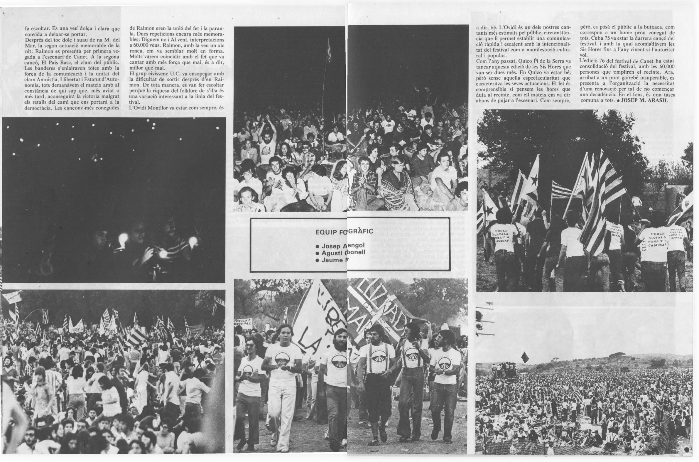 Les Sis Hores de Can&ccedil;&oacute; de Canet de 1976 reuneixen 60.000 persones en una gran festa de cultura i reivindicaci&oacute; nacional