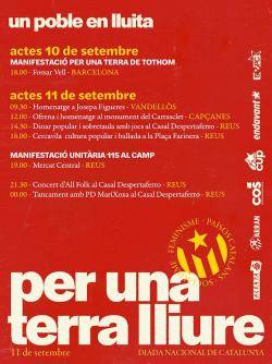 Les organitzacions de l?Esquerra Independentista convoquen la Diada al Camp sota el lema &laquo;Som un poble en lluita per una terra lliure&raquo;