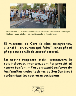 Son Sardina reclama a Cort que compri can Pasquet per fer-hi una pla&ccedil;a i un casal p&uacute;blics