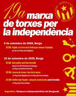 Berga celebrar&agrave; la 19a Marxa de Torxes per la Independ&egrave;ncia els dies 9 i 10 de setembre