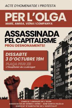 TCartell de la convocat&ograve;ria d?avui, per totes les Maricarmen, i de la convocat&ograve;ria en solidaritat amb l?Olga el proper 3 d?octubre.