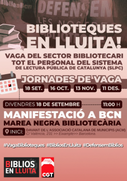 Les biblioteques p&uacute;bliques de Catalunya convoquen quatre jornades de vaga fins a finals d?any