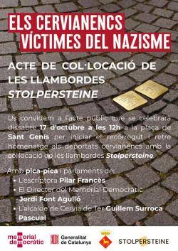 Cervi&agrave; de Ter homenatjar&agrave; les v&iacute;ctimes del nazisme amb la col&middot;locaci&oacute; de llambordes Stolpersteine