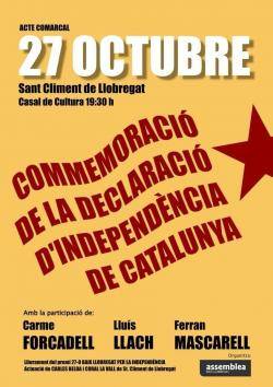 El Baix Llobregat commemora el nov&egrave; aniversari de la Declaraci&oacute; d'Independ&egrave;ncia del 27 d'octubre