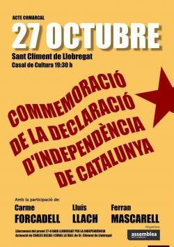 El Baix Llobregat commemorar&agrave; a Sant Climent el nov&egrave; aniversari de la Declaraci&oacute; d'Independ&egrave;ncia