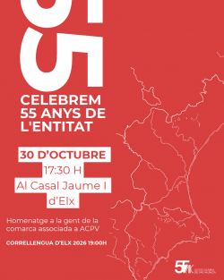ACPV celebra 55 anys de comprom&iacute;s amb la llengua i el pa&iacute;s amb un homenatge als socis del Baix Vinalop&oacute;