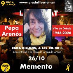 Gr&agrave;cia Llibertat commemora nou anys de concentracions independentistes amb el record de Pepa Aren&oacute;s
